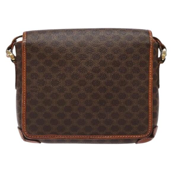 CELINE Macadam Canvas Shoulder Bag Pvc Brown Gold - Picture 3 of 13